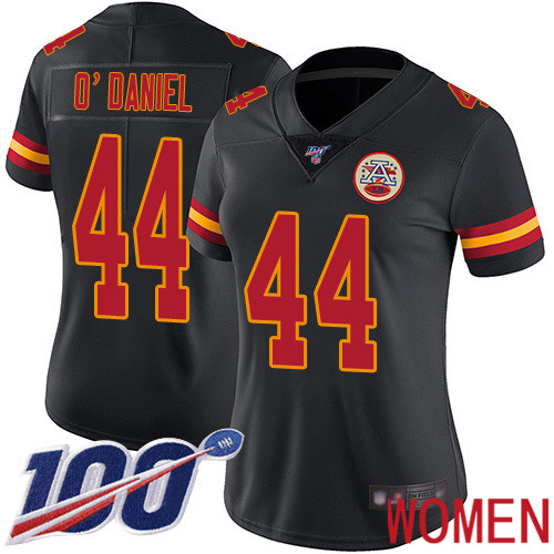 Women Kansas City Chiefs #44 ODaniel Dorian Limited Black Rush Vapor Untouchable 100th Season Nike NFL Jersey